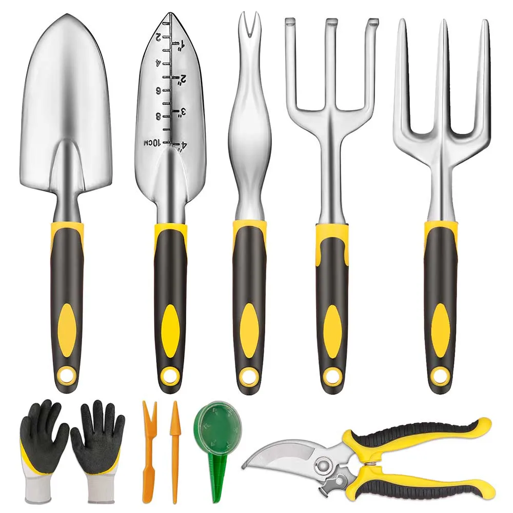 

10pcs Garden Tool Set Stainless Steel Hand Shovel Pruning Shears Weed Cutter Fork Gloves Gardening Tool