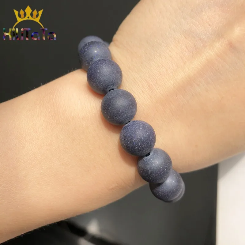 Зеркальные полированные матовые бусины из голубого песка для изготовления