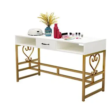 

Nail table European iron art nail table and chair set net celebrity double section special economic Nordic light luxury manicure