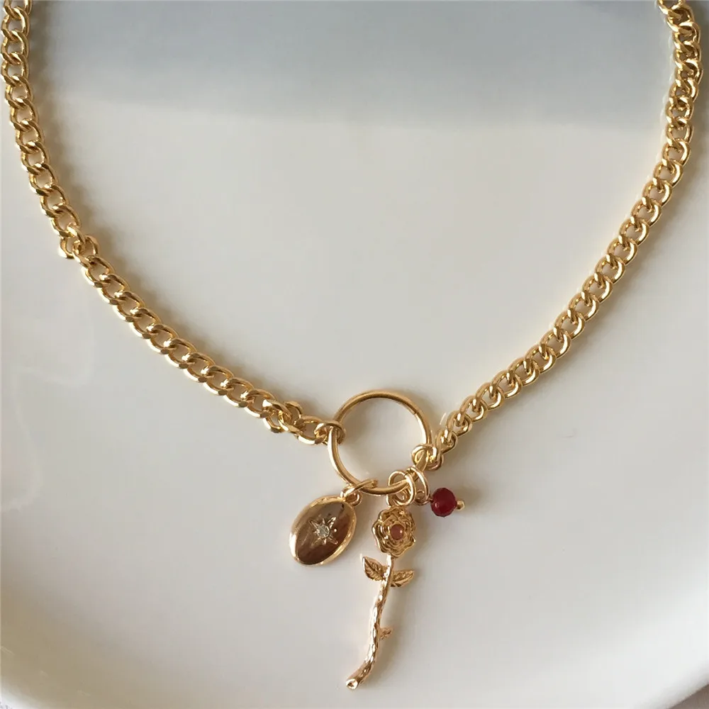 Золотое ожерелье Gilry для женщин и девушек красивый чокер с розовым слоном