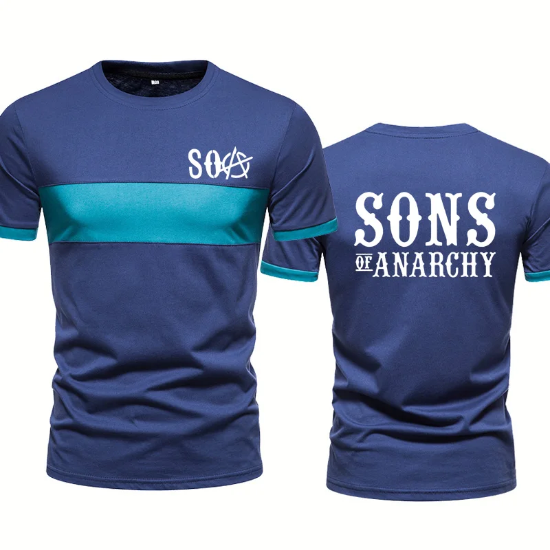 

2021 модная мужская футболка SOA Sons of анархий SAMCRO с принтом, Высококачественная Хлопковая мужская Футболка Harajuku с коротким рукавом