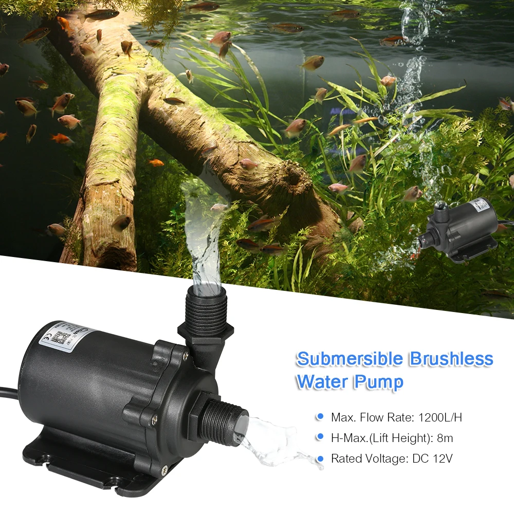 Bluefish DC12V 1200л/ч подъемник 8 м Бесщеточный Водяной насос аквариумный аквариум