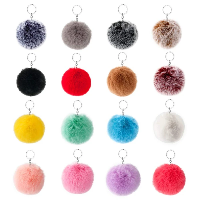 16 шт. пушистый брелок с помпонами из искусственного меха для шляп шарфов сумок