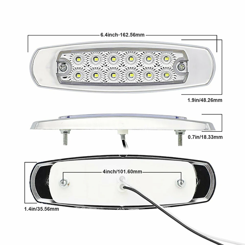 

2PCS 12LED Sealed Side Marker Lights Clearance Lamp 12V Red Amber White Trailer Truck Turn Signal Light Waterproof