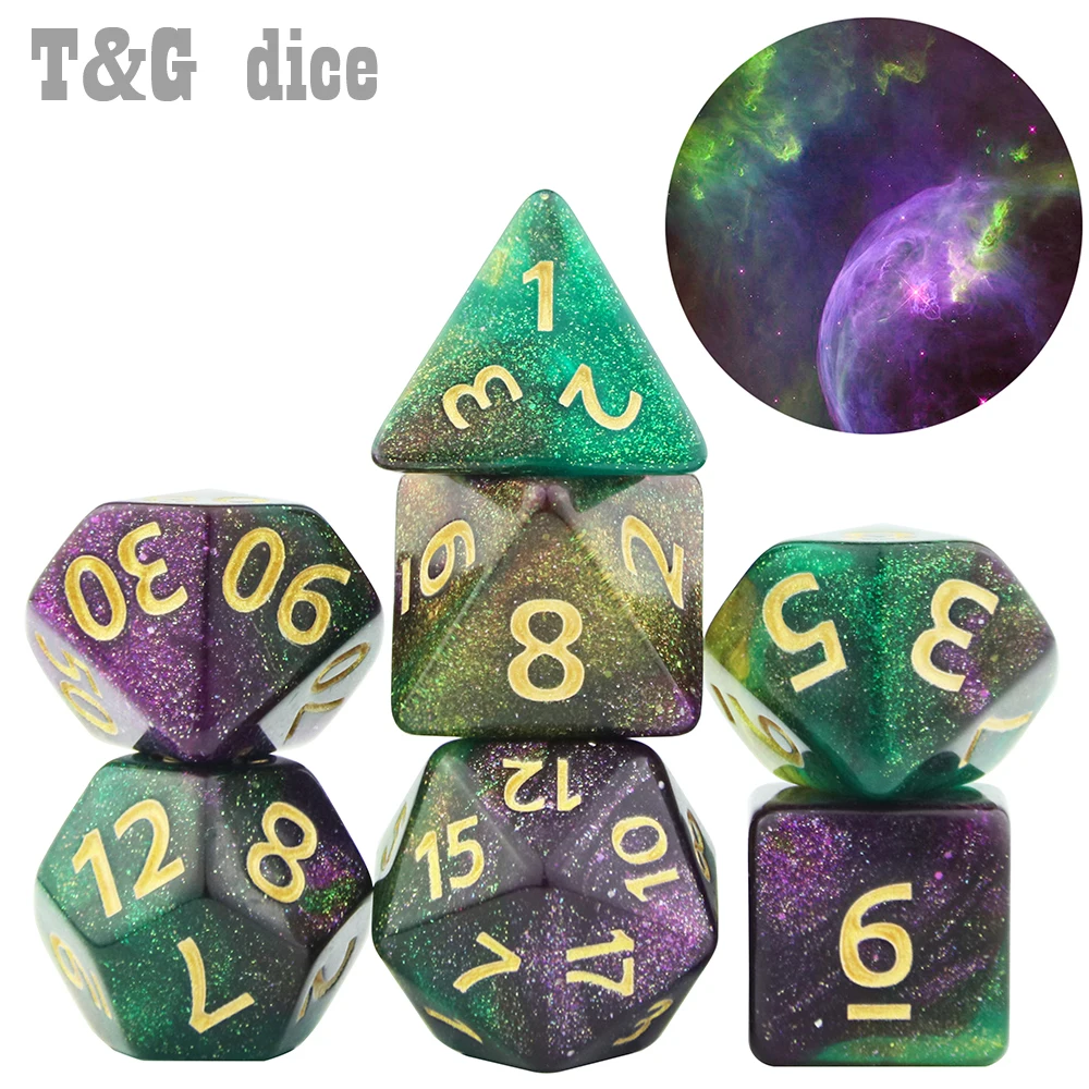 Shinny Universe Galaxy RPG DND игра цифровые кости набор D4 D20 с сумкой крутой для настольной