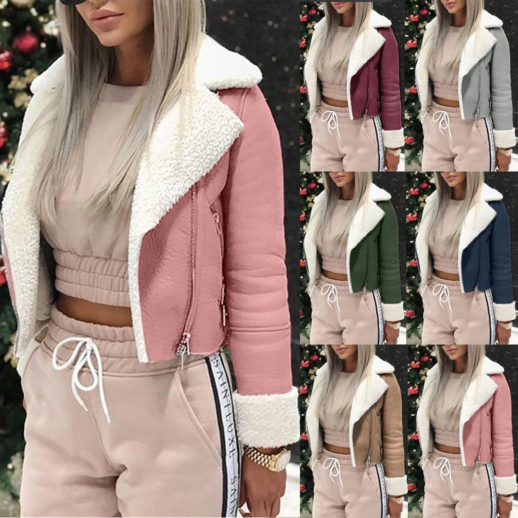 Женская байкерская куртка из искусственной кожи короткая ярких цветов овечьей