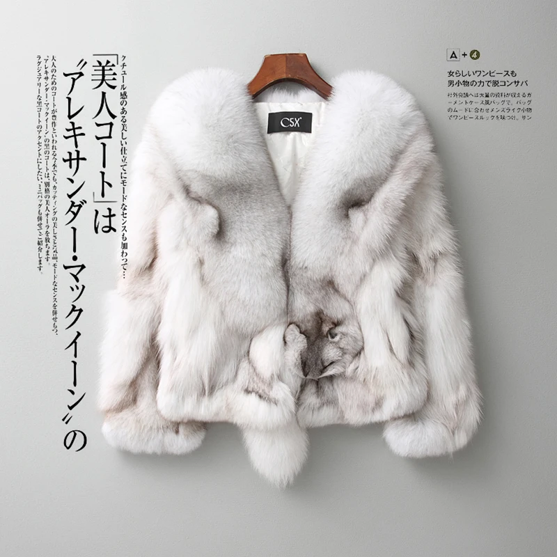 Женская шаль из лисьего меха Harppihop теплая зимняя с длинным рукавом натуральный