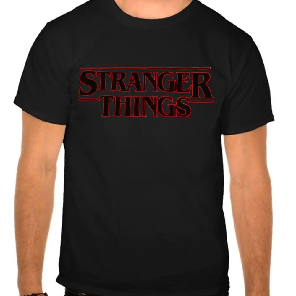 Футболка с надписью Stranger Things | футболка унисекс (большой черный) для мужчин и