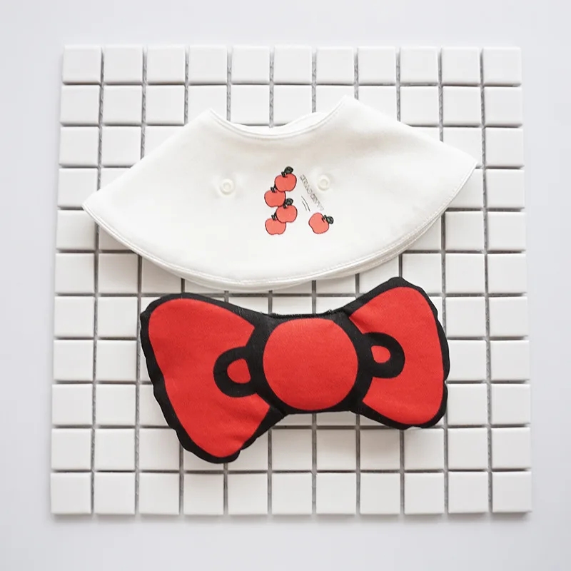 

Ins/красивая одежда с принтом поддельные меховой воротник хлопок слюни Нагрудник слюнявчик полотенце новорожденного Еда Self кормления для де...