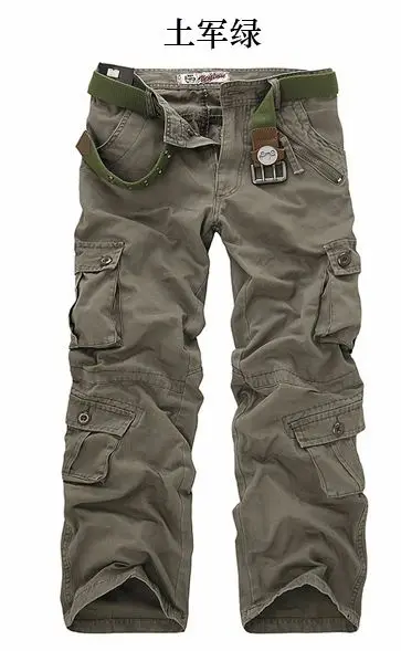 soil army green MIXCUBIC, тактические штаны, свободные, много карманов, стирка, хлопок, армейские штаны, камуфляж, брюки карго, мужские, плюс, большой размер, 28-40 - Цвет: soil army green