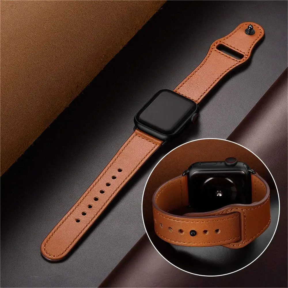Ремешок из натуральной кожи для apple watch band 44 мм 40 iwatch series 5/4/3/2/1 спортивный ремешок 42