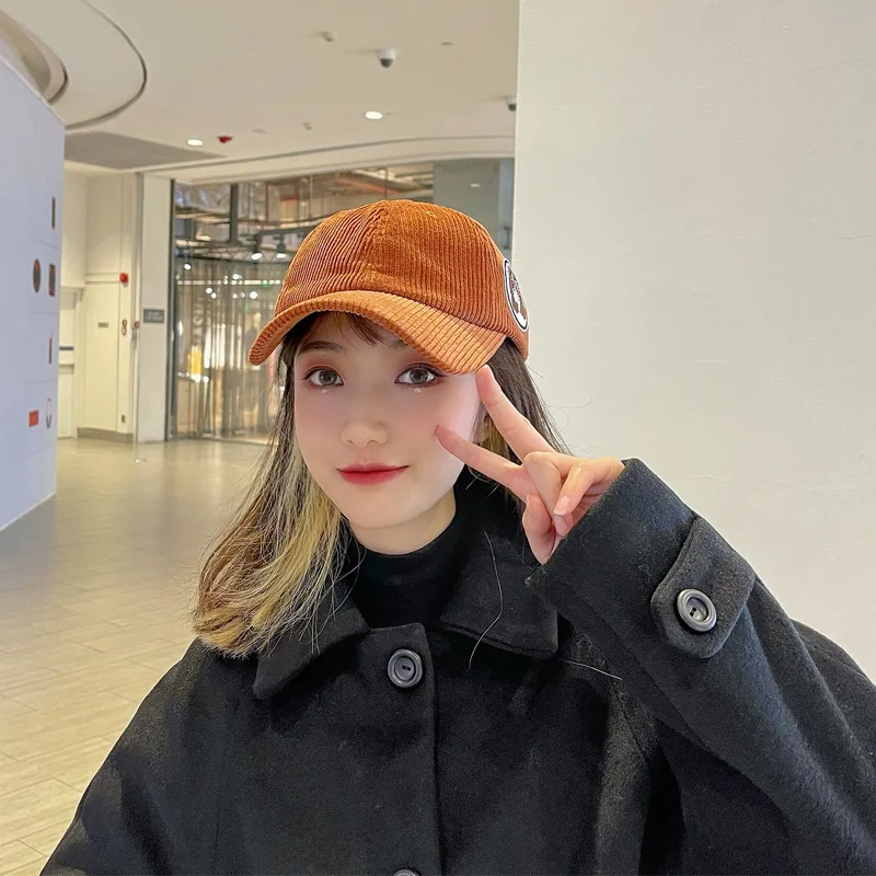 

2021 Corduroy Embroidery Letter Soft Top Baseball Cap Hat Distressed Wearing Fitted Hat For Custom Hats Adjustable versatile