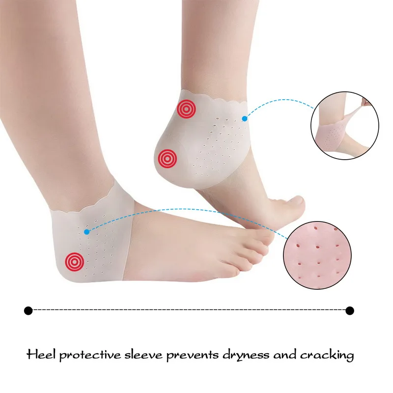 

2Pcs Silicone Feet Care Socks Moisturizing Gel Heel Thin Socks with Hole Cracked Foot Skin Care Protectors Foot Care Tool