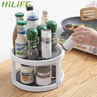hilife condiment storage rack 2 tier spice rack round shelf pantry cabinet turntable rotating organizer kitchen storage tray