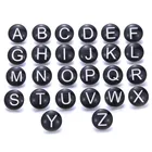 Черные буквы стразы, металлические стеклянные круглые кнопки 12 мм, 18 мм, ювелирные изделия, алфавит детской модели, ювелирные изделия для рукоделия, ювелирные изделия