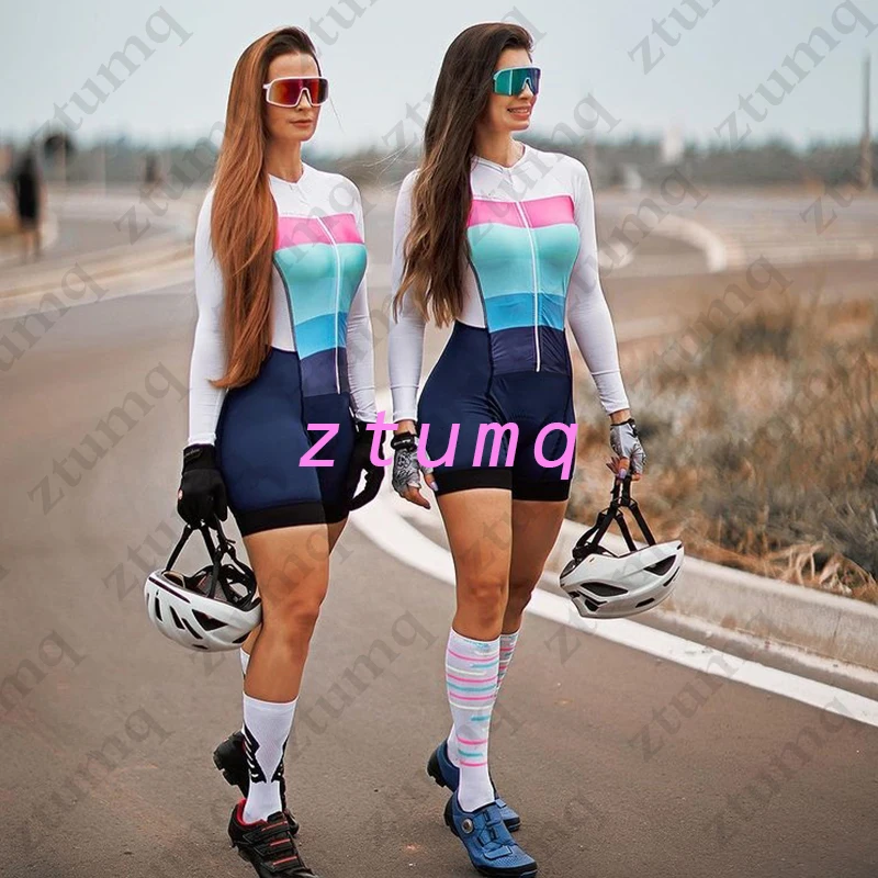 

2021 Cycling Coverall Jumpsuit Autumn Female's Long Sleeve Triathlon Little Monkey Bicycle Bike Clothing Riding MTB Jersey Suit