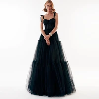sevintage sweetheart pleated tulle prom dresses bow straps long a line beading crystal wedding party dress lace up evening gown