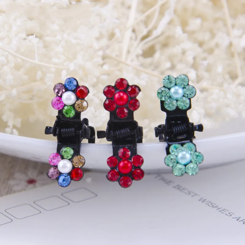 Модные женские заколки для волос 12 шт. мини с кристаллами и цветами подарок детей