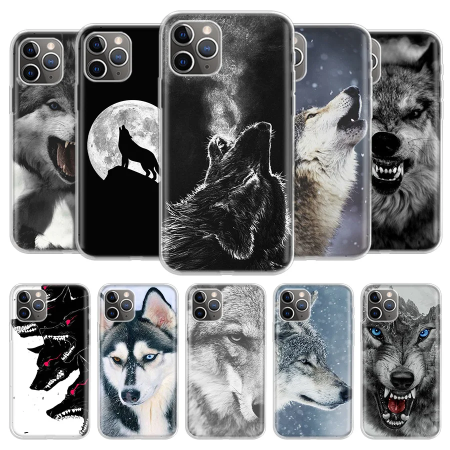

The Wolf Fierce Cover Phone Case For iPhone 13 12 11 Pro 7 6 X 8 6S Plus XS MAX + XR Mini SE 5S Coque Shell Capa Fundas Luxury