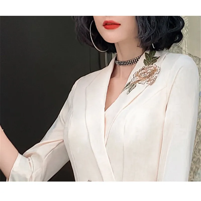 

Party dress women champagne XS-3XL 2020 spring new temperament slim noble host embroidery long fishtail dresses feminina LD1323