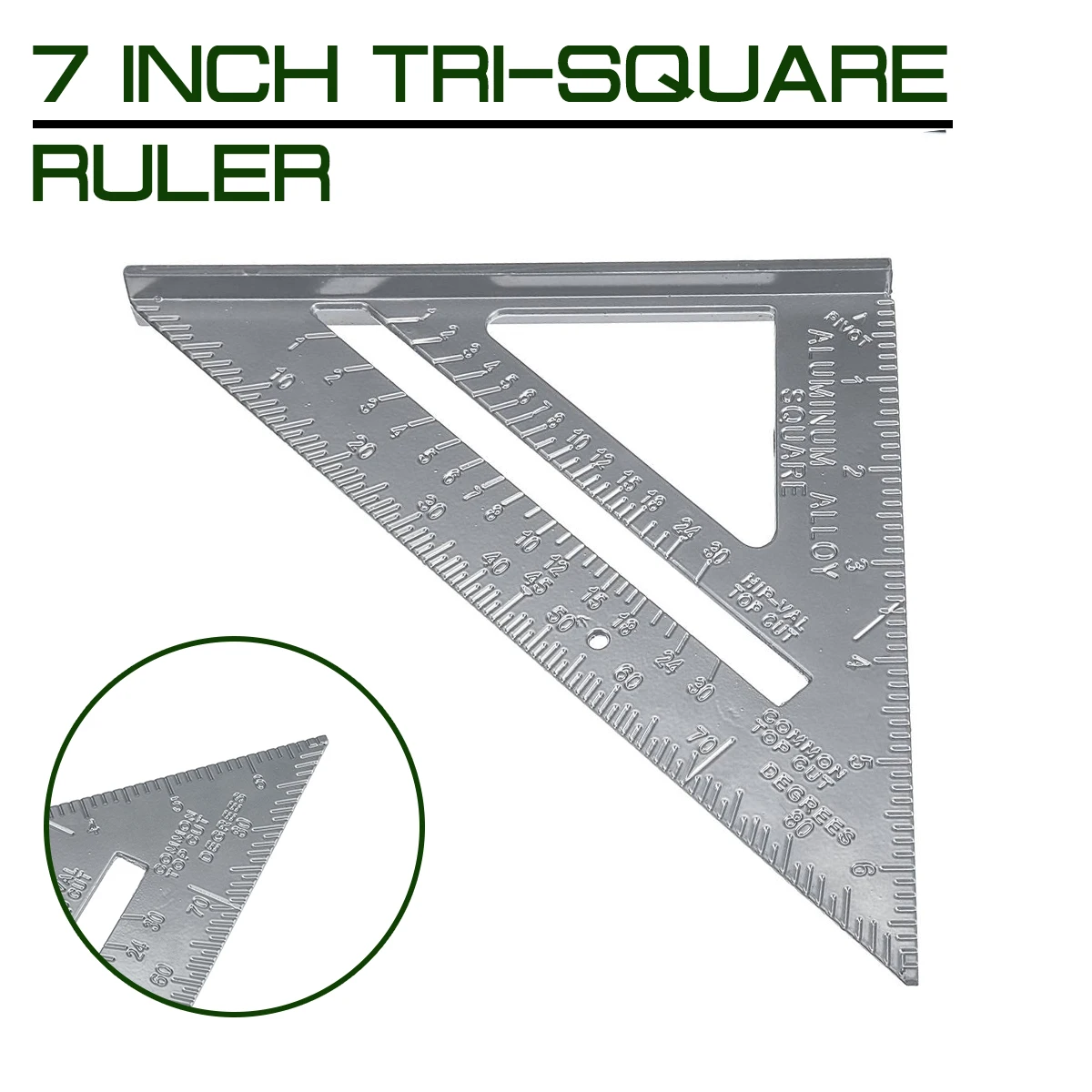 

7 Inch Measuring Ruler Aluminum Alloy Speed Square Roofing Triangle Angle Protractor Trammel Measuring Tools Marking Tools