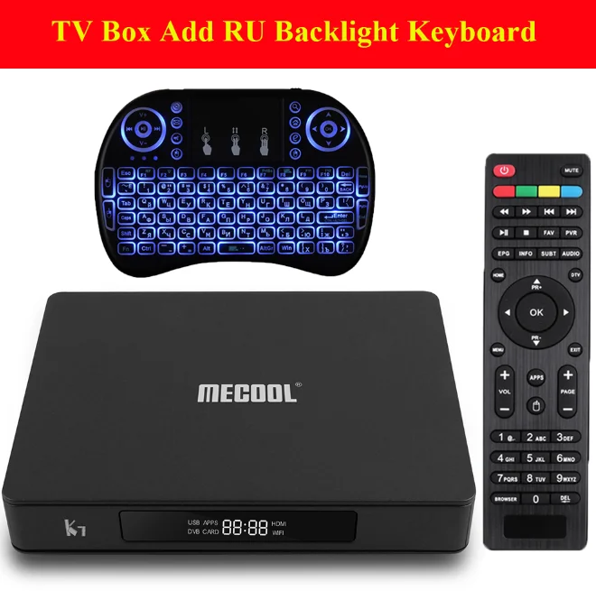 add RU keyboard ТВ-приставка MECOOL K7 DVB-S2-T2 TC Android 9,0 4 Гб LPDDR4 64 Гб Amlogic S905X2 2,4 ГГц+ 5 ГГц WiFi 1000 Мбит/с Bluetooth 4,1 HDR10 4K - Цвет: add RU keyboard