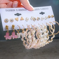 fashion gold earrings set female pearl hoop earrings for women oversize metal circle punk earring 2021 earrings tassel jewelry