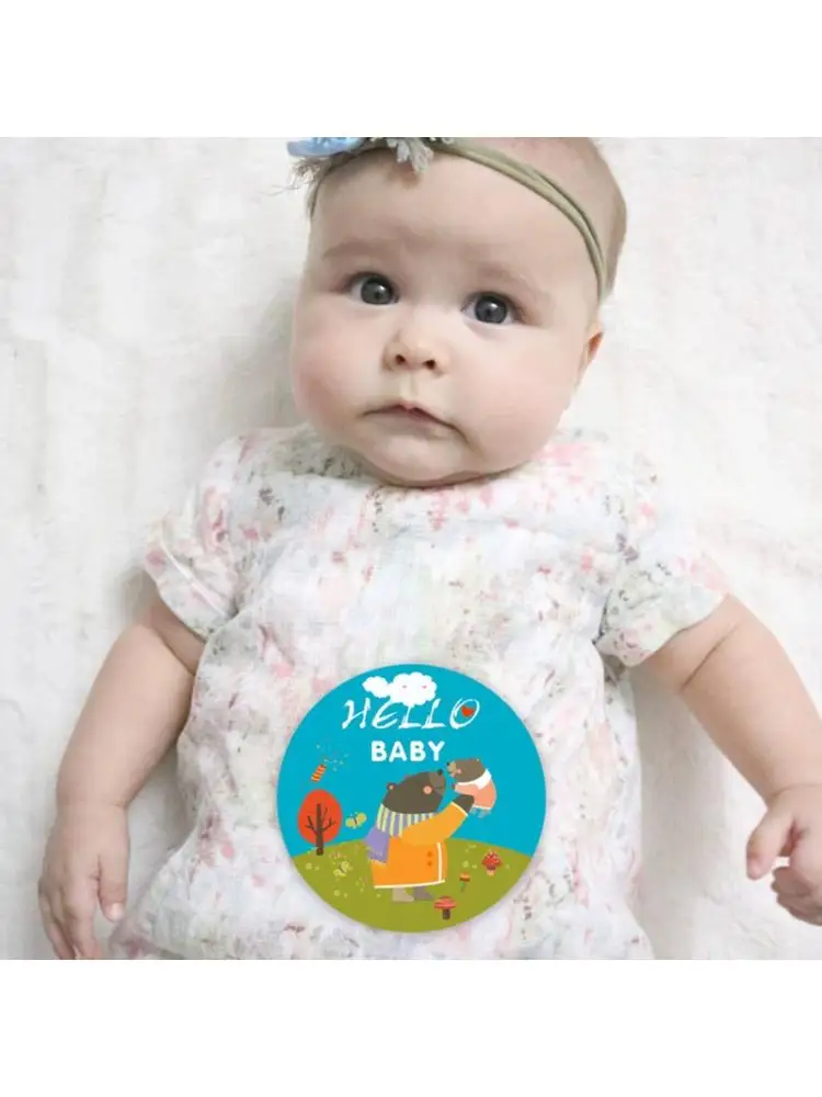 

12 Pcs Baby Pregnant Monthly Stickers Animal Pattern Recording Milestone Sticker