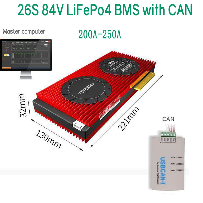 26 S 84V LiFePo4 BMS 200A250A с Bluetooth телефоном приложение RS485 CAN NTC UART GPS для батареи 3 2 V