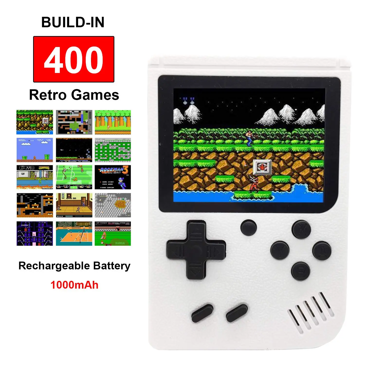 Белая портативная Ретро игровая консоль FC NES с 400 играми 3 дюйма винтажная Gameboy AV