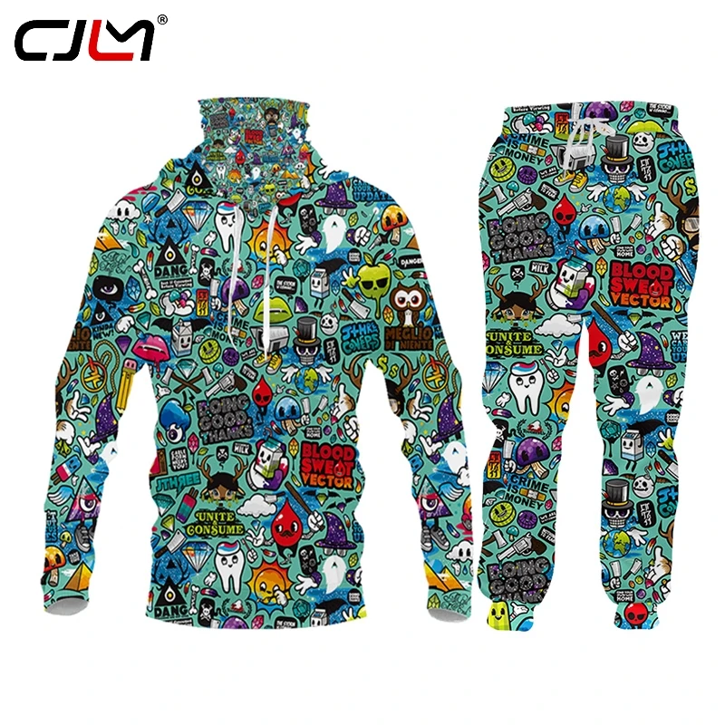 Спортивный костюм CJLM мужской повседневный Модный комплект с 3D-принтом свитшот