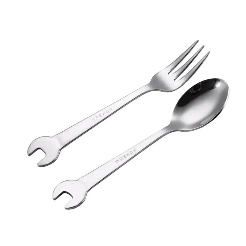 

Steel Spoon Wrench Fork Creative Ice Cream Kitchen Tableware Gift Accessories Spanner Children's Cooking Tools R8X2