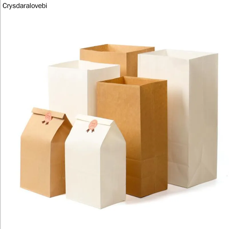 

100Pcs Kraft Paper Bag Gift Bags Candy Cookie Bread Nuts Bag For Biscuits Baking Package Supplies