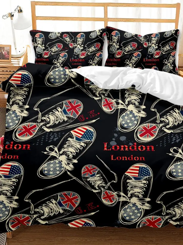 

3d Printed Bedding Set Cartoon Duvet Cover Unique Character Home Textiles 2/3PCS Blcak Colorful Bedclothes