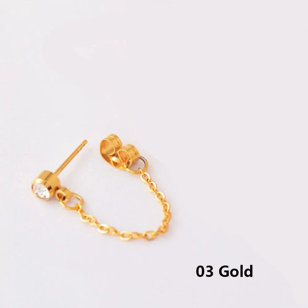 Модные металлические серьги гвоздики в виде цепочки с кристаллами циркония для