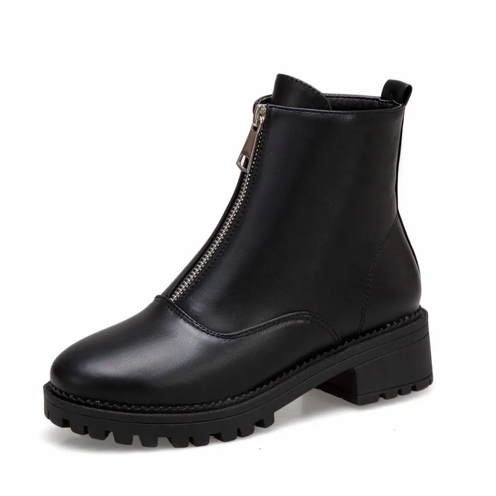 Ботильоны женские на молнии спереди теплые меховые плюшевые стельки Модная