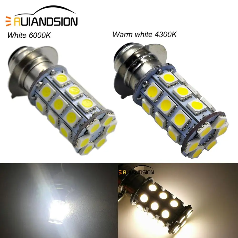Лампы светодиодные для мотоциклетных фар 6 в 12 В H6M P15D 27smd 5050 4300 К| |