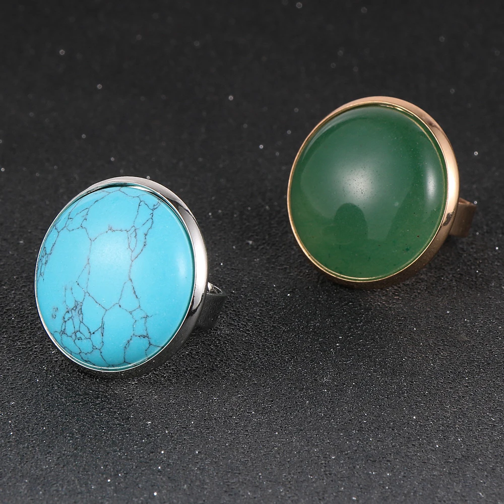 Женские и мужские бирюзовые кольца с драгоценными камнями из натурального камня