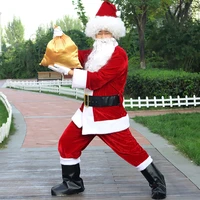 christmas santa claus costume hat shoes with shoes suit for adult performance cosplay birthday xmas man party dress