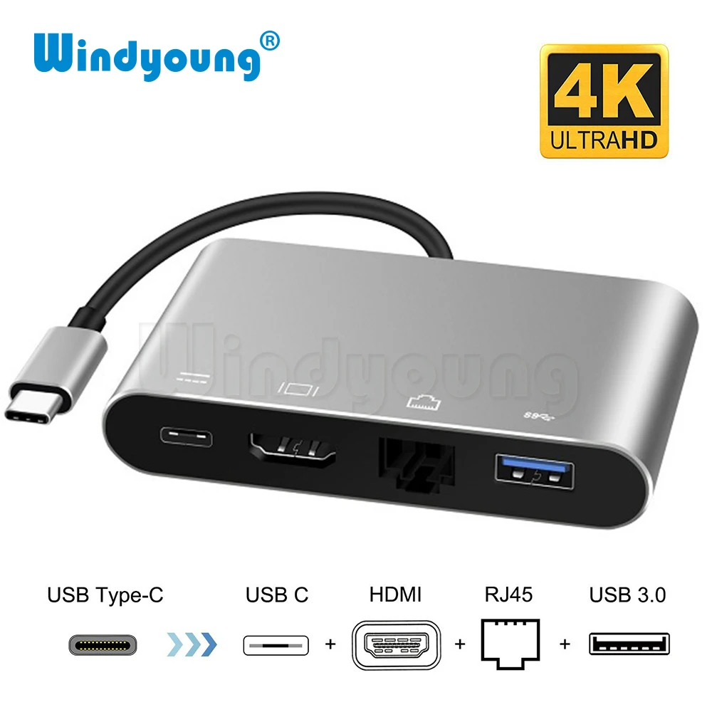 Адаптер USB Type C Thunderbolt 3 HDMI 4K Ethernet Gigabit адаптер стандарта 0 хаб конвертер PD OTG для