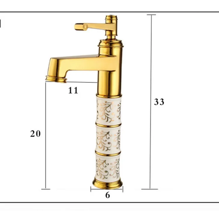 Золотой смеситель для ванной комнаты SDSN керамический бамбуковый раковины