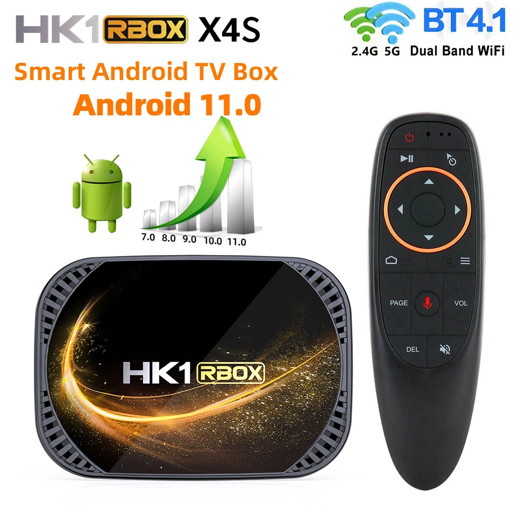 

Android 11.0 100M TV Box HK1 RBOX X4S Amlogic S905X4 4K 4GB RAM 128GB ROM BT 2.4G 5G Dual Wifi Google Media Player Set Top Box
