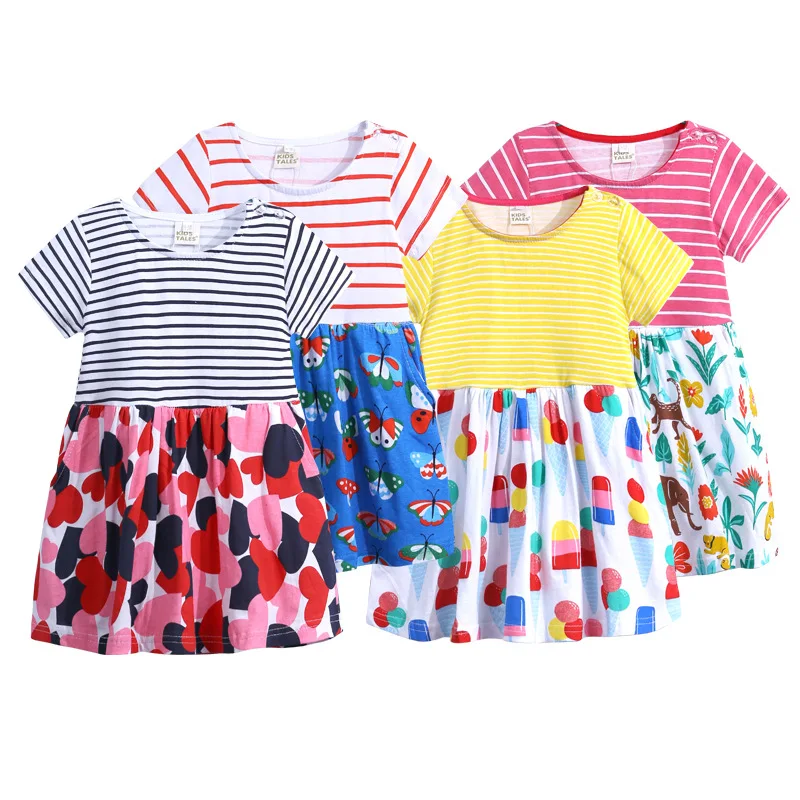 

Детское летнее платье в полоску, с коротким рукавом