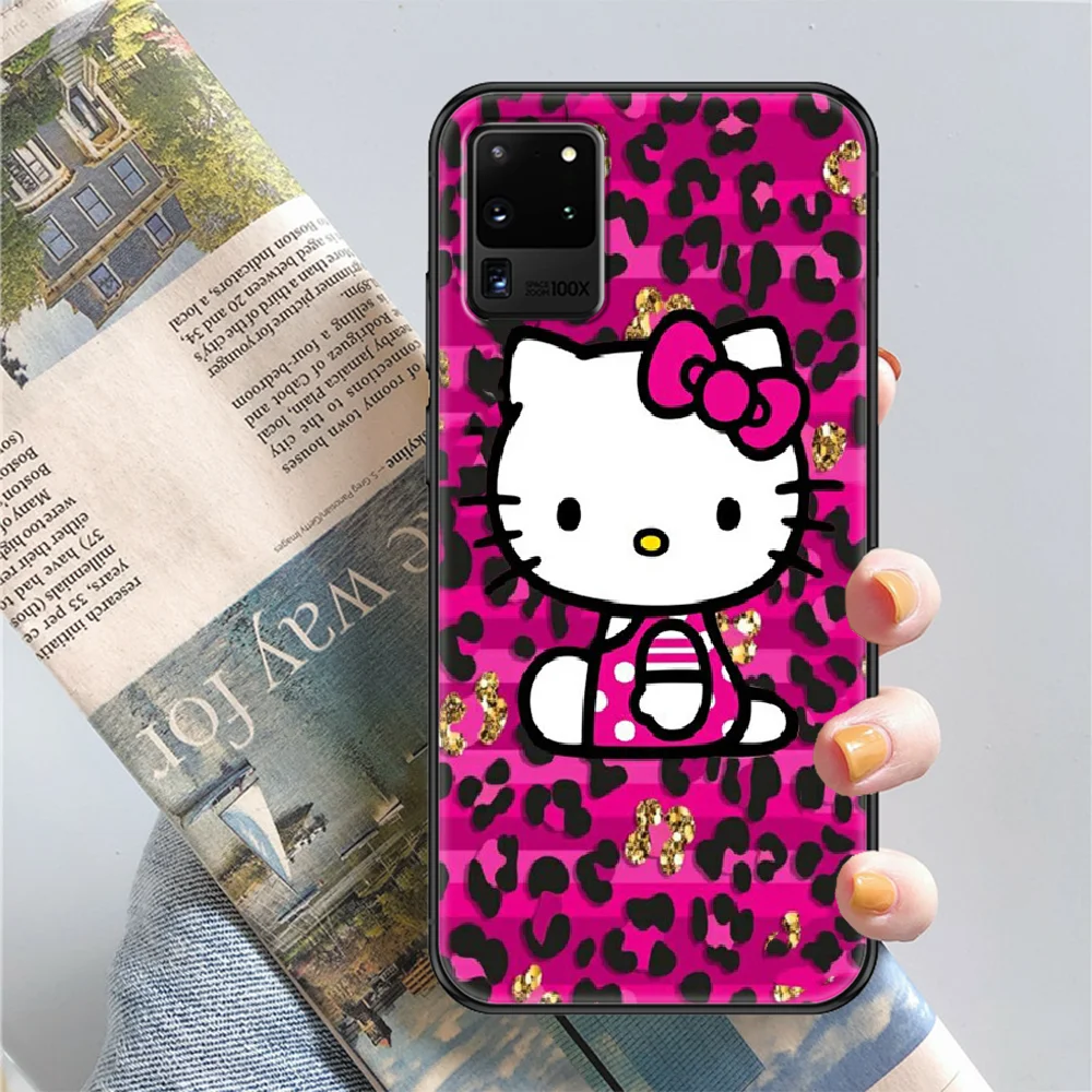 

Lovely Kitties Leopard Hellos Phone case For Samsung Galaxy Note 4 8 9 10 20 S8 S9 S10 S10E S20 Plus UITRA Ultra black 3D coque