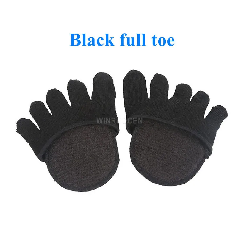 Black full toe Хлопковые подушечки на половину стопы для мужчин и женщин, половинчатые подушечки для снятия боли, противоскользящие массажные подушечки на пятке, стельки для поддержки стопы - Цвет: Black full toe