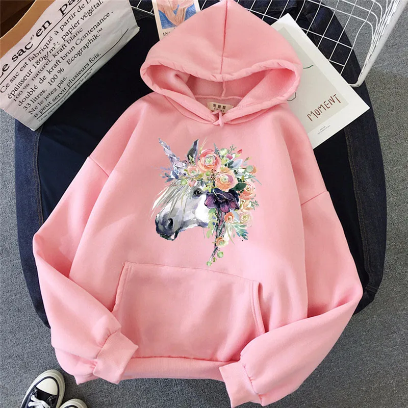

Осенние женские толстовки Harajuku с мультяшным принтом животных, свитшот с кулиской, Зимний Теплый Женский пуловер, топы, модная Женская толст...