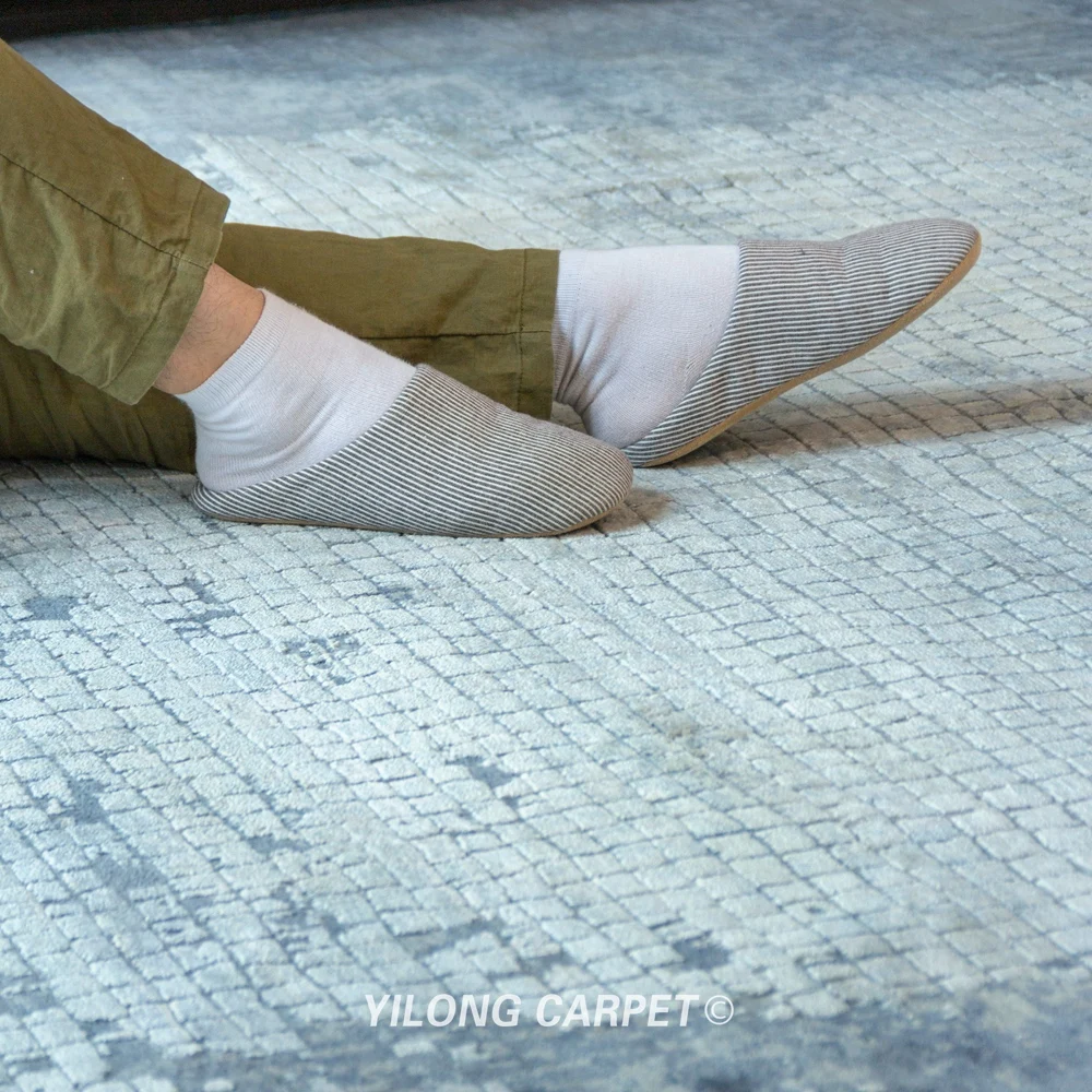 Koop Yilong 9 'X 12' Ocean Blue Land Handwoven Wol Gebied Tapijt Slaapkamer Tapijt (YLRugP1972)