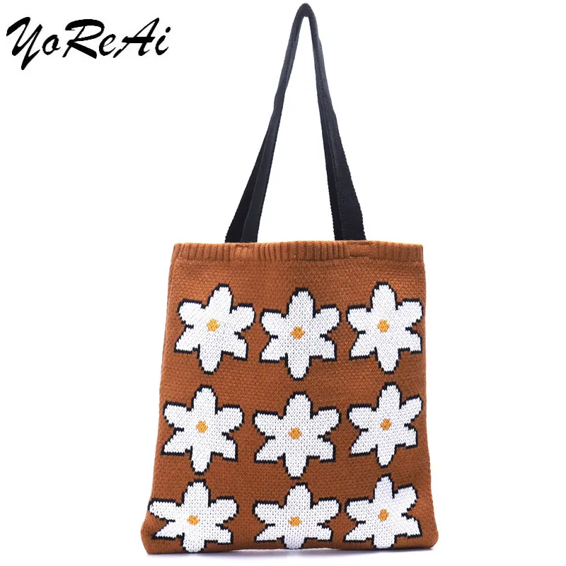 

YoReAi Bags for Women Knitting Shoulder Bag Reusable Shopping Pack Casual Tote Female Handbag A Certain Number of Dropshipping