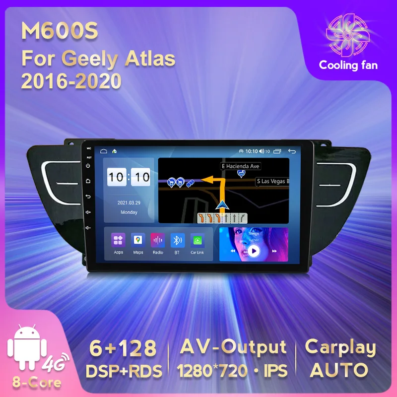 Автомобильный медиаплеер Rideo для Geely Atlas 2016 2020 Android 11 6 + 128G Мультимедийный