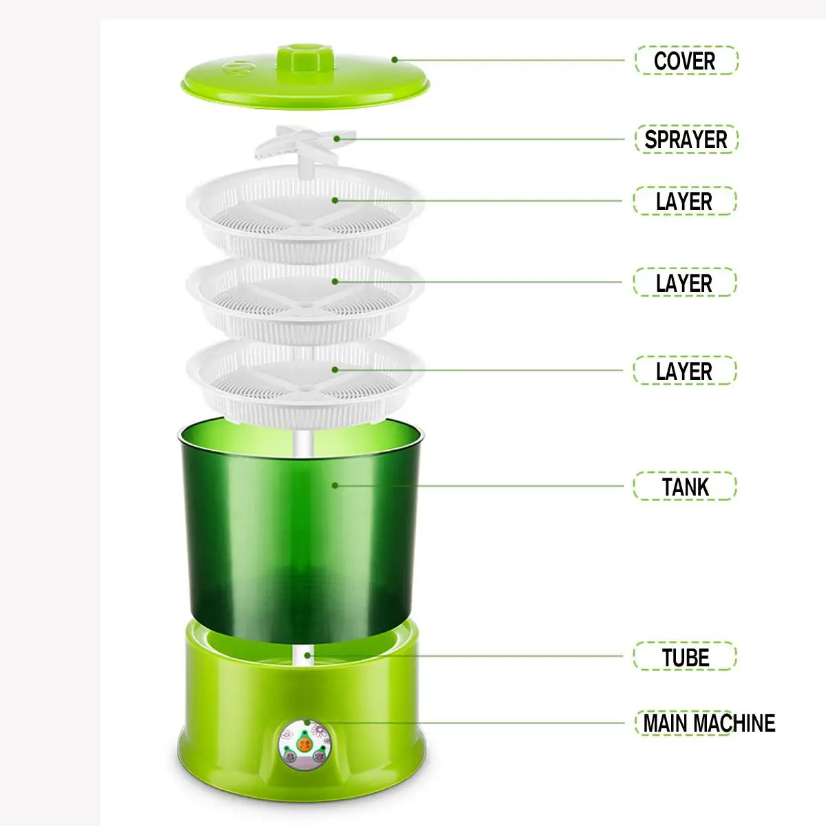 

220V Automatic Bean Sprouts Machine 2-3 Layers Large Capacity Household Electric Bean Sprout Germination Cereal Growing Machine